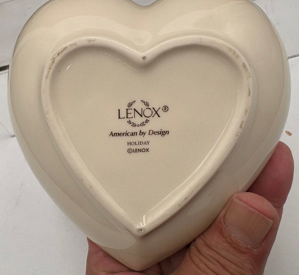 Lenox Holiday American by Design Gold Trim "Heart" Candy Dish