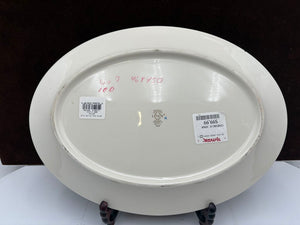 Lenox Holiday Dimensions Collection Gold Trim Holly Leaf Oval Platter 13.8"