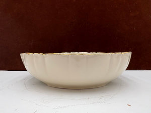 Lenox Holiday American by Design Round Fluted Gold Trim Scalloped Edge Divided Serving Bowl 9.5"