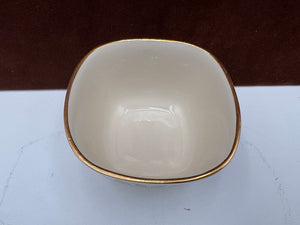 Lenox Holiday American by Design Square Gold Trim Footed Serving Bowl 4.3"