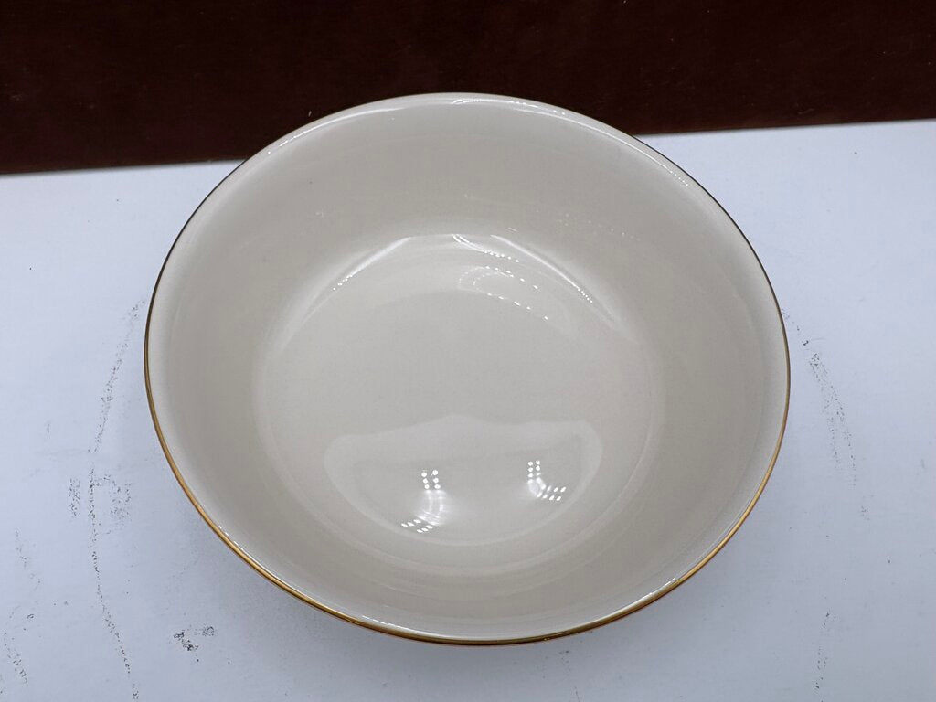 Lenox Holiday Dimensions Collection Round Gold Trim Holly Leaf Veggie Bowl