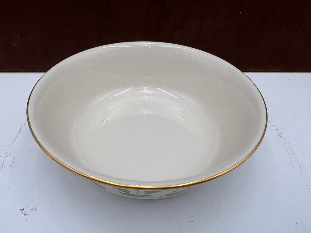 Lenox Holiday Dimensions Collection Round Gold Trim Holly Leaf Veggie Bowl