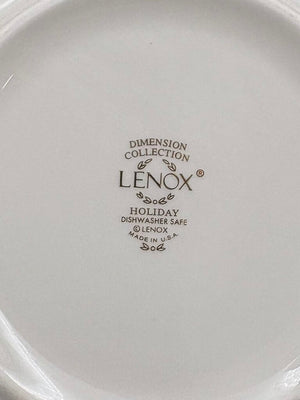 Lenox Holiday Dimensions Collection Round Gold Trim Holly Leaf Veggie Bowl