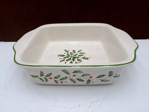 Lenox Holiday American by Design Square Gold Trim Baking Dish 10"