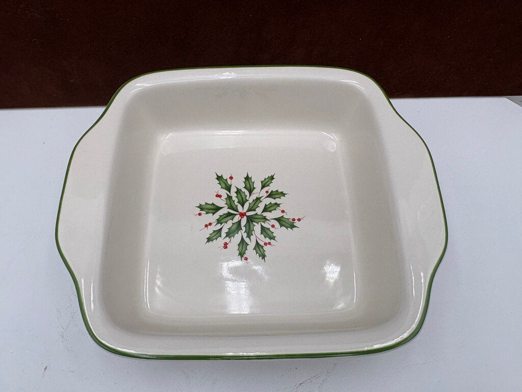 Lenox Holiday American by Design Square Gold Trim Baking Dish 10"