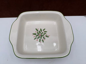 Lenox Holiday American by Design Square Gold Trim Baking Dish 10"