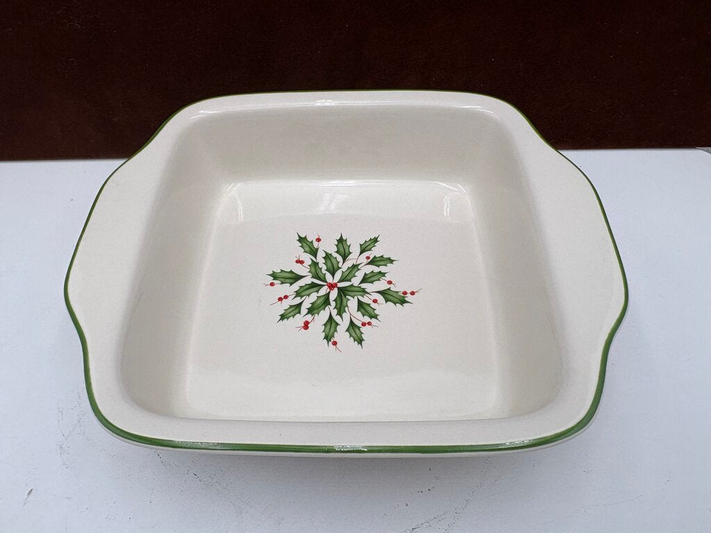 Lenox Holiday American by Design Square Gold Trim Baking Dish 10"