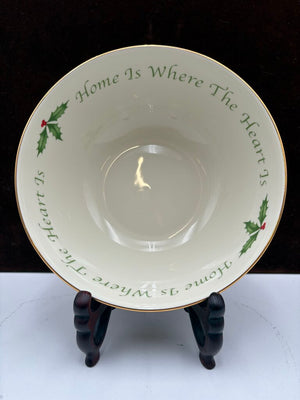 Lenox Holiday Dimensions Collection "Home is Where The Heart Is" Holly Leaf Veggie Bowl 7.25"