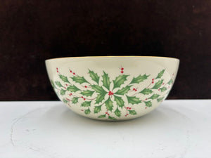 Lenox Holiday Dimensions Collection "Home is Where The Heart Is" Holly Leaf Veggie Bowl 7.25"