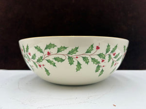 Lenox Holiday Dimensions Collection "Live Well, Laugh Often, Love Much" Holly Leaf Veggie Bowl 9.25"
