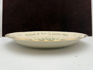 Lenox Holiday Dimensions Collection "Friends & Family Gather Here" Holly Leaf Platter 12""