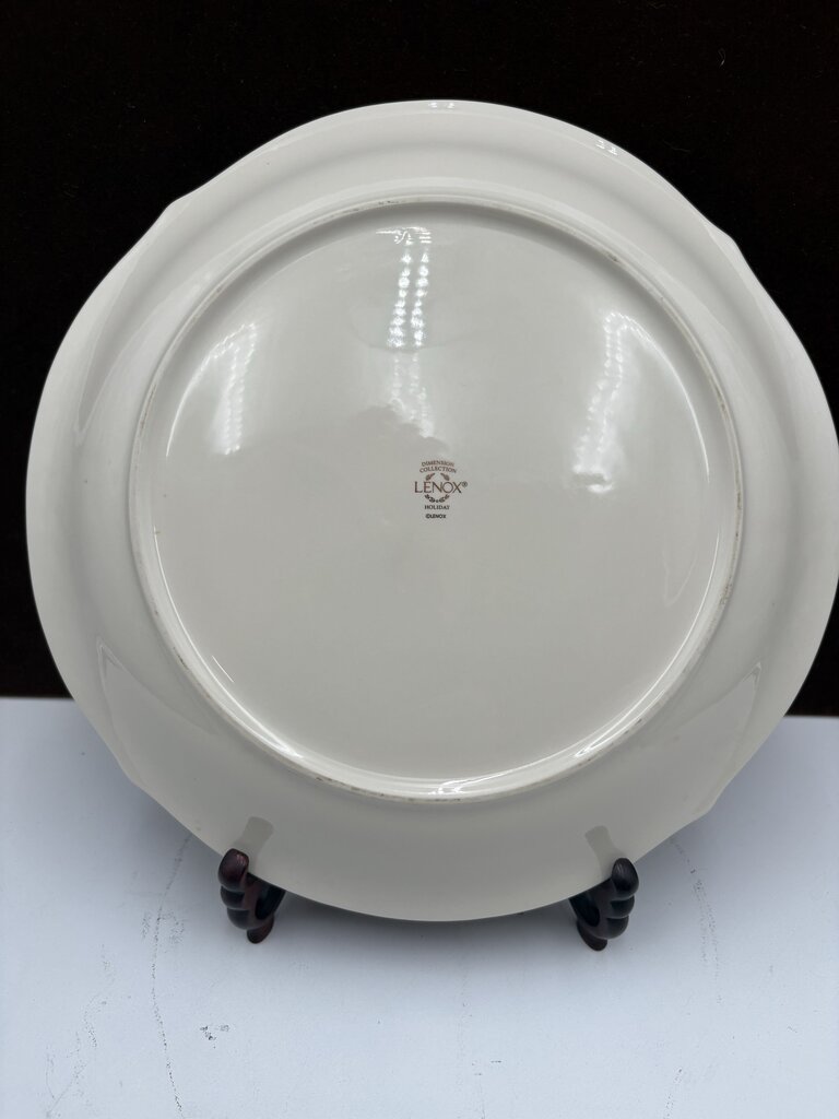 Lenox Holiday Dimensions Collection "Friends & Family Gather Here" Holly Leaf Platter 12""