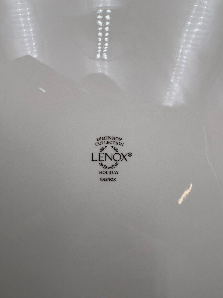 Lenox Holiday Dimensions Collection "Friends & Family Gather Here" Holly Leaf Platter 12""