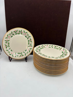 Lenox Holiday American by Design Gold Trim Dinner Plate 10.8"
