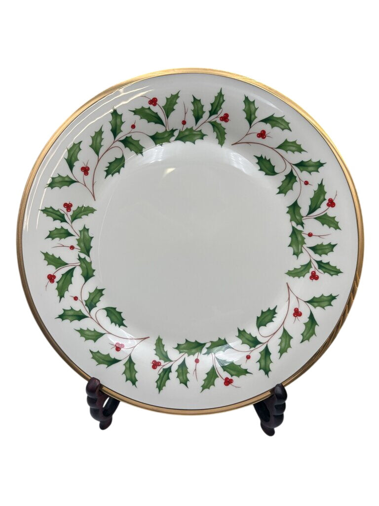アメリカ製ヴィンテージ　LENOX　花文リムプレート USA【未使用】 Lenox Holiday American by Design Gold Trim Dinner Plate 10.8