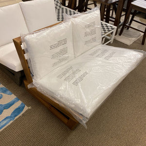 Emma Outdoor Acacia Wood Loveseat With Cushion