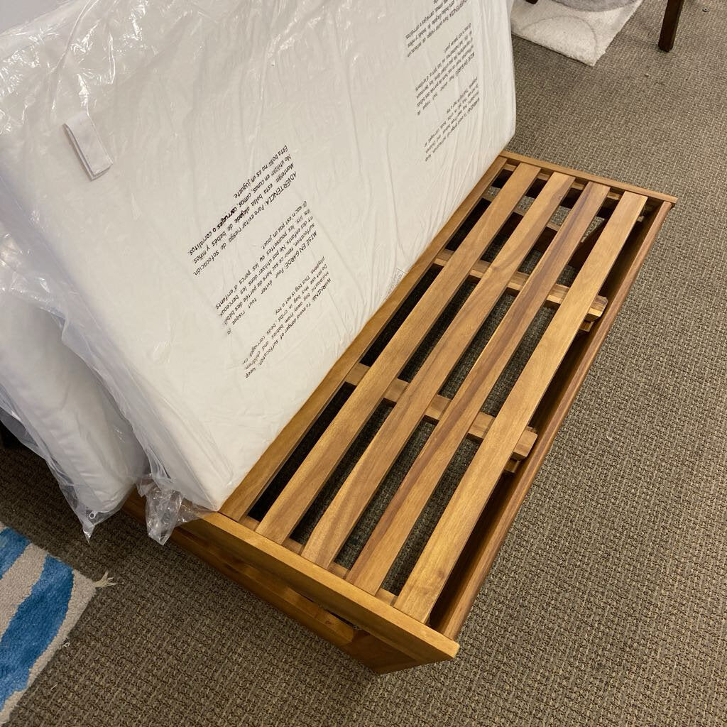 Emma Outdoor Acacia Wood Loveseat With Cushion