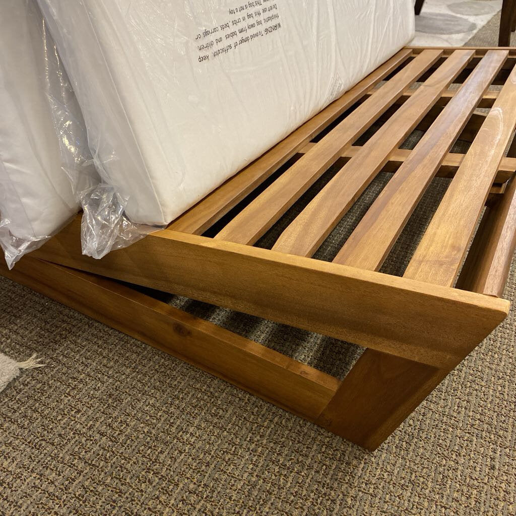 Emma Outdoor Acacia Wood Loveseat With Cushion
