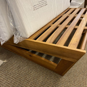 Emma Outdoor Acacia Wood Loveseat With Cushion