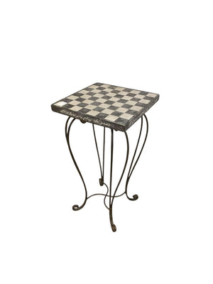 Grasslands Road Cement & Metal Checkers Table w/ Storage & Pieces 12x12x23.25"