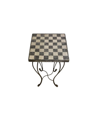 Grasslands Road Cement & Metal Checkers Table w/ Storage & Pieces 12x12x23.25"