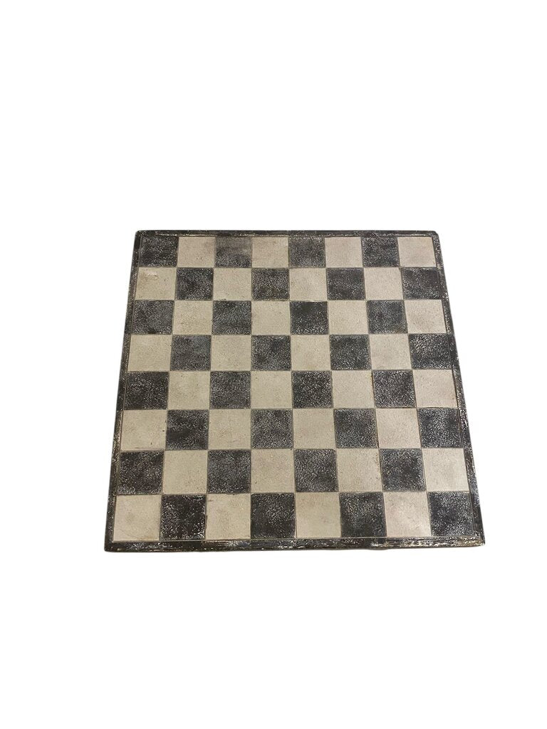 Grasslands Road Cement & Metal Checkers Table w/ Storage & Pieces 12x12x23.25"