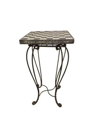 Grasslands Road Cement & Metal Checkers Table w/ Storage & Pieces 12x12x23.25"