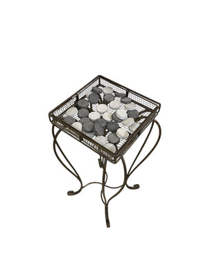 Grasslands Road Cement & Metal Checkers Table w/ Storage & Pieces 12x12x23.25"