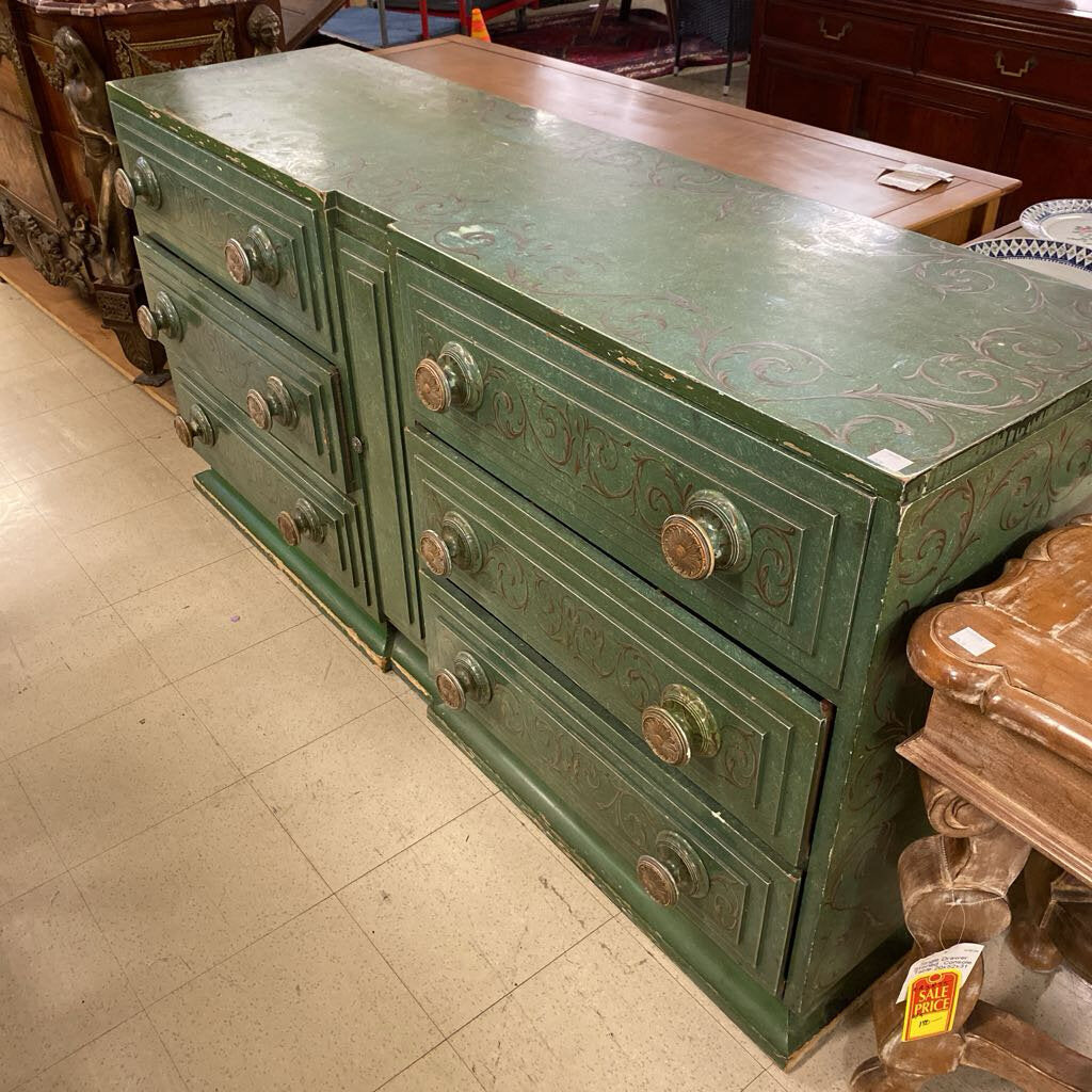 Venetian Rococo Style Painted Dresser 72x20x36