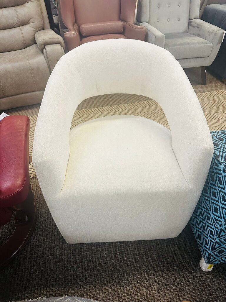 White Modern Open Back Barrel Chair on Casters Orig. $299