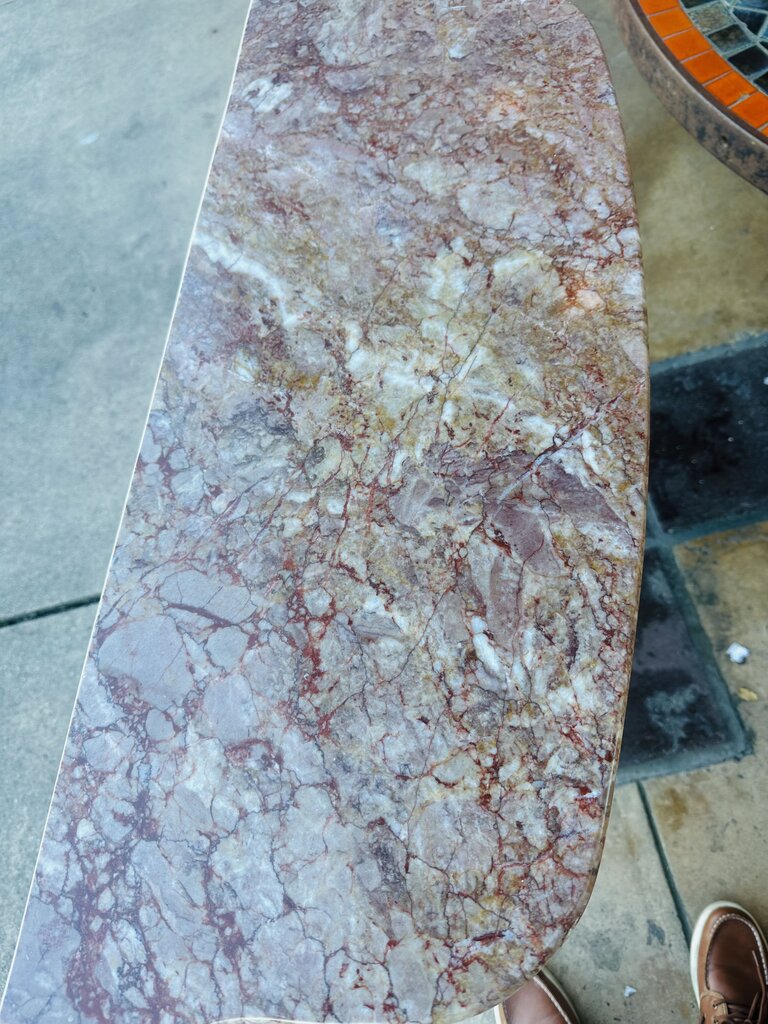 Vintage Louis XVI Style Demi Lune Marble Top Console Table 13x31x31" H