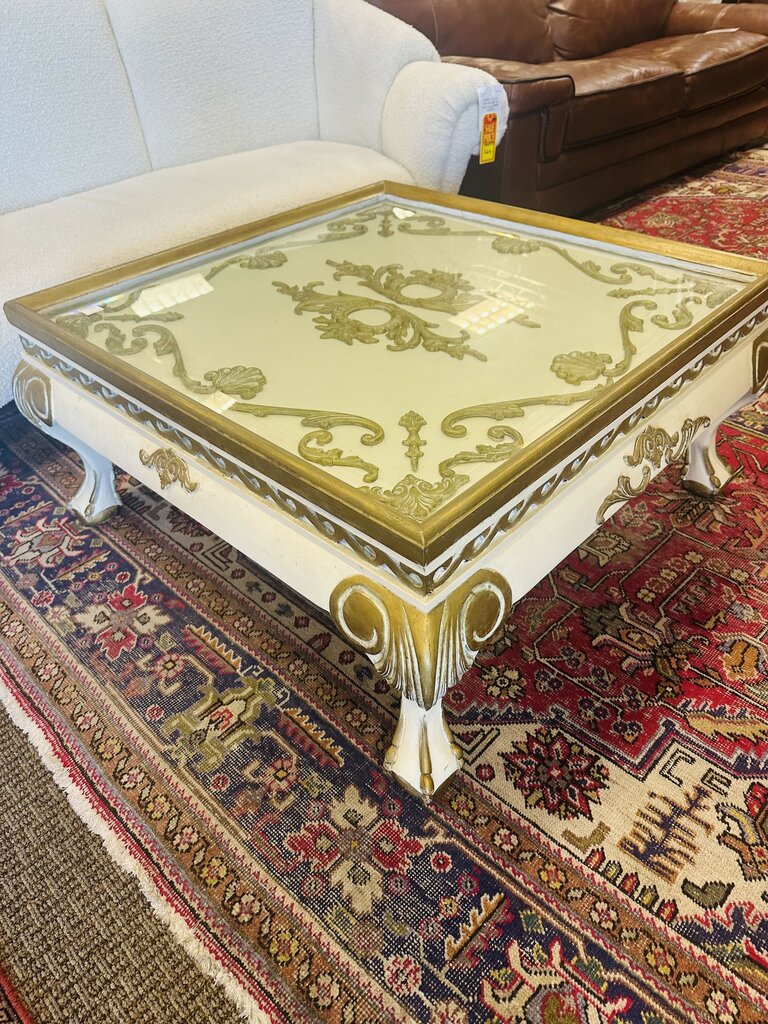 Italian Baroque Style Gilt Coffee Table 36x36x18