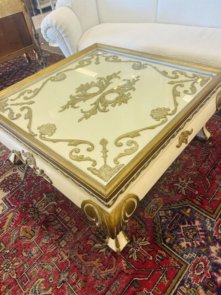 Italian Baroque Style Gilt Coffee Table 36x36x18