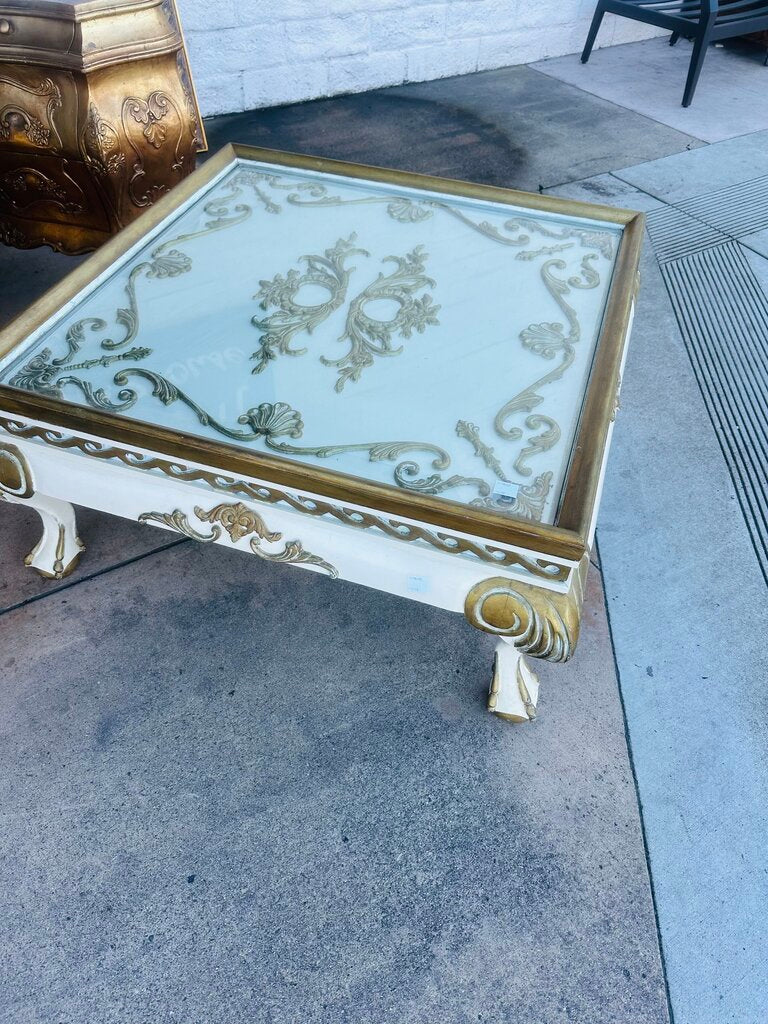 Italian Baroque Style Gilt Coffee Table 36x36x18