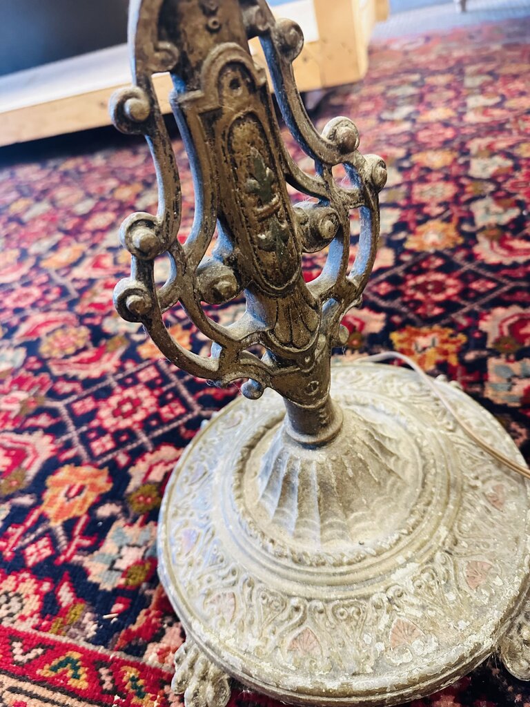 1920 Art Nouveau Style Brass Bridge Floor Lamp 57" H