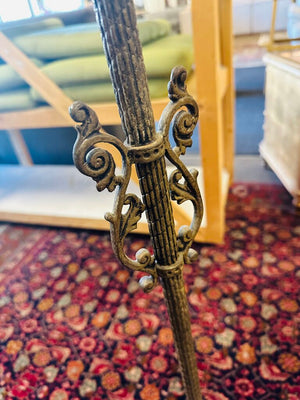 1920 Art Nouveau Style Brass Bridge Floor Lamp 57" H