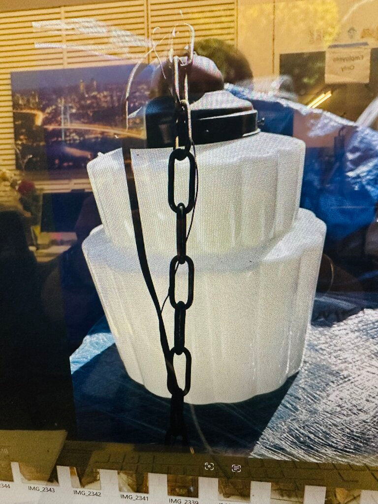 Art Deco White Pendent Lights (pair)