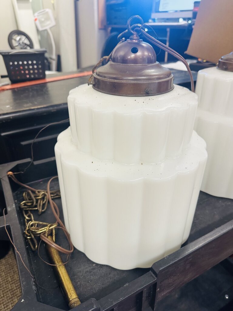 Art Deco White Pendent Lights (pair)