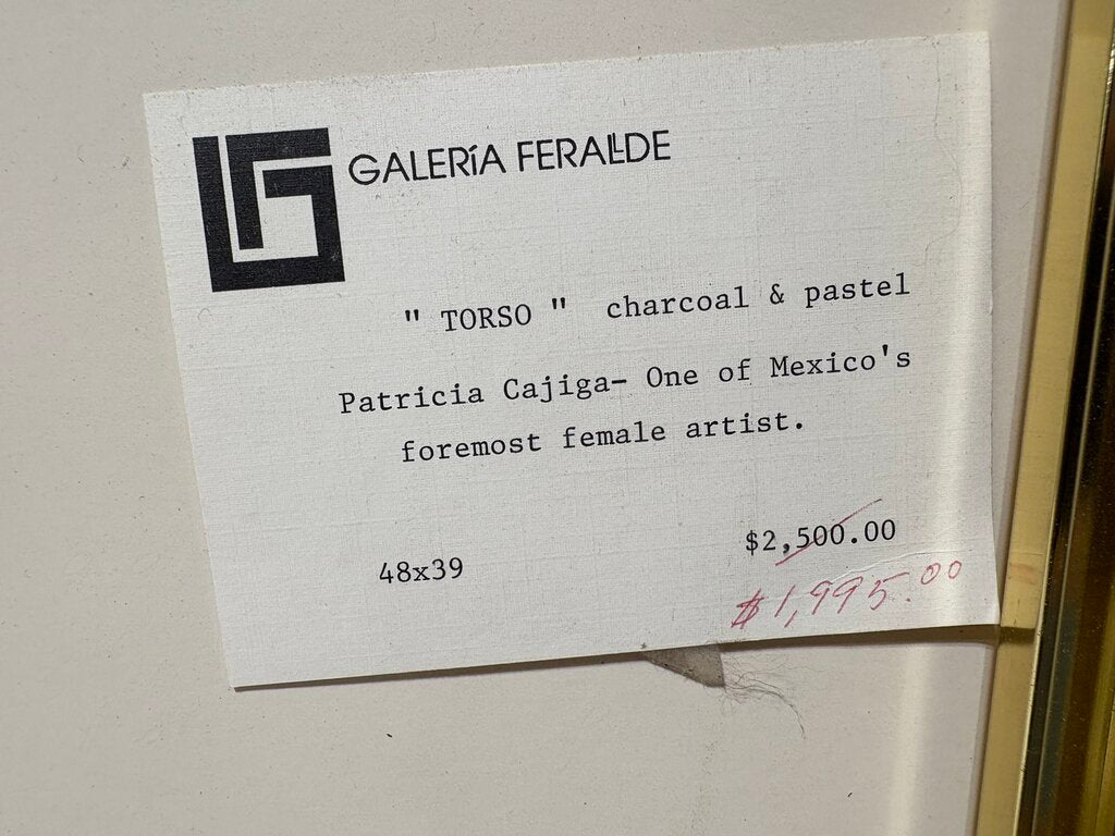 Patricia Cajiga "Torso" Original Pastel Drawing Signed