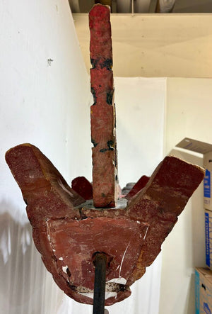 Antique East Asian Carved & Painted Dragon Barong Mask Mounted on Stand