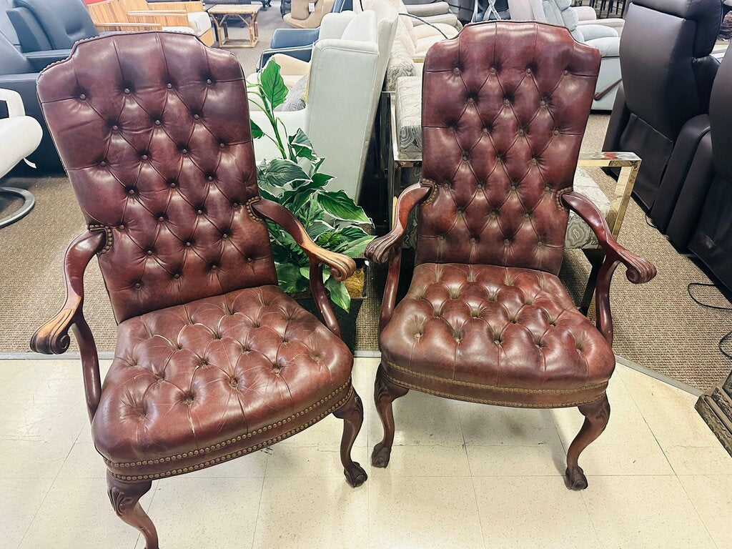 Schafer Bros Vintage Chairs Tufted Naugahide