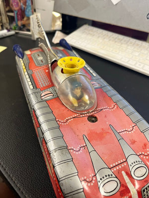 Vintage Astronef Electronic Spaceship Tin Toy