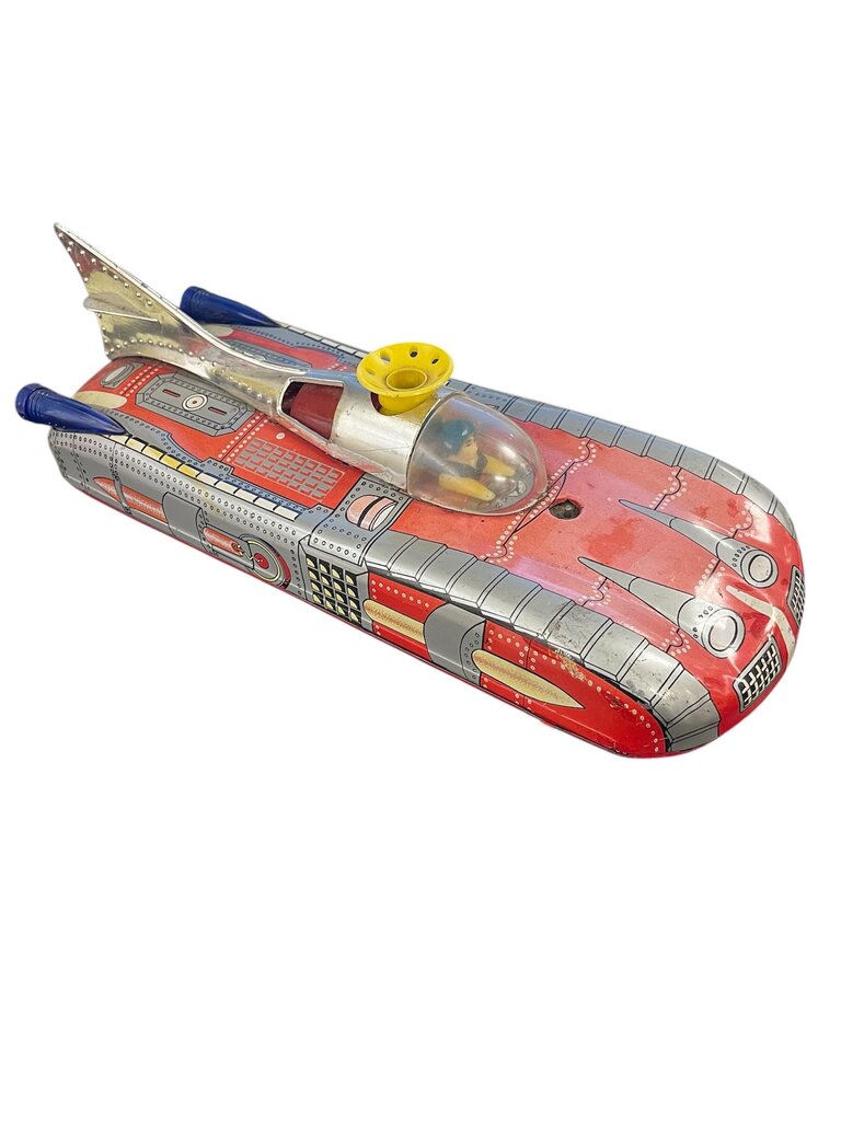Vintage Astronef Electronic Spaceship Tin Toy