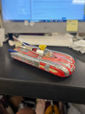 Vintage Astronef Electronic Spaceship Tin Toy