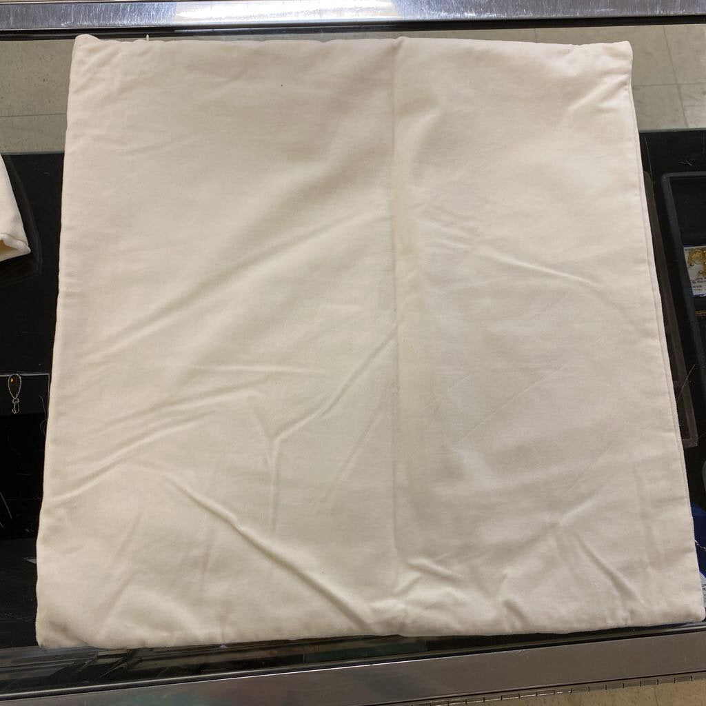 World Market White Cotton Velveteen Throw Pillow Cover 18x18