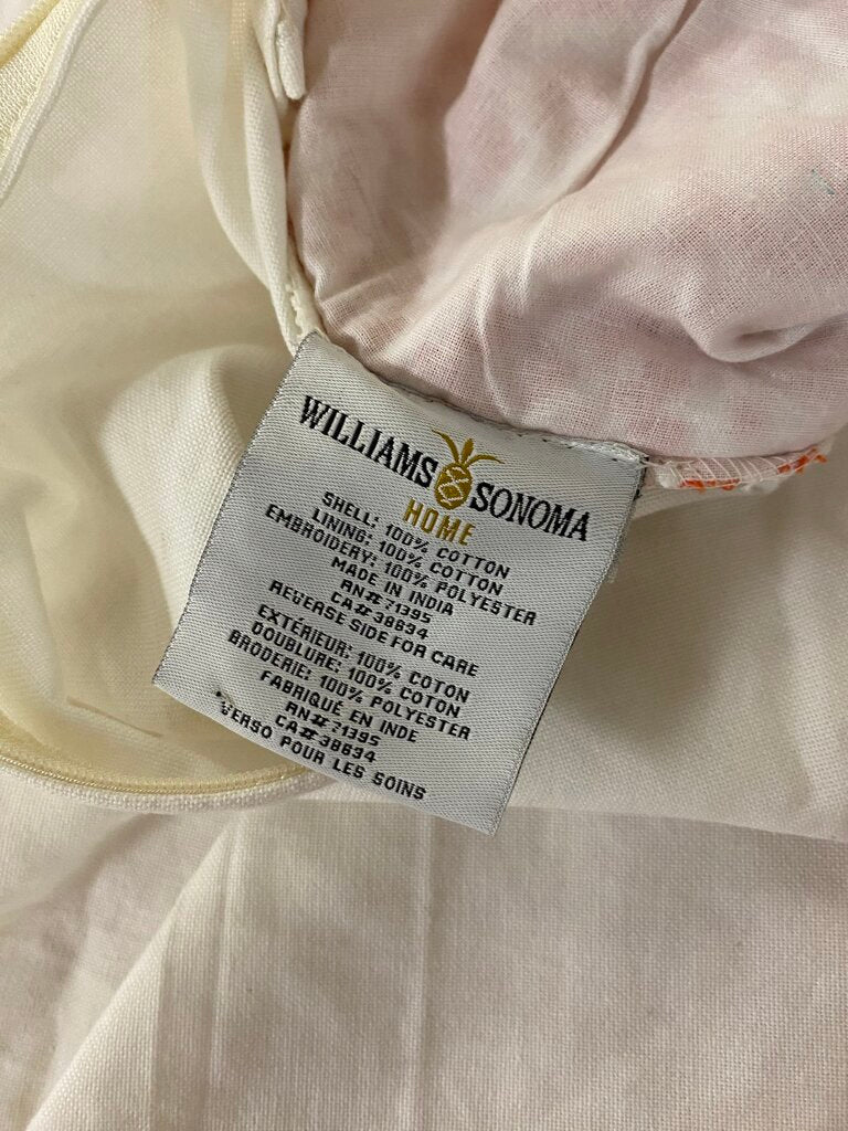 Williams Sonoma Fez Orange Embroidered Pillow Cover 24x24 (Each)