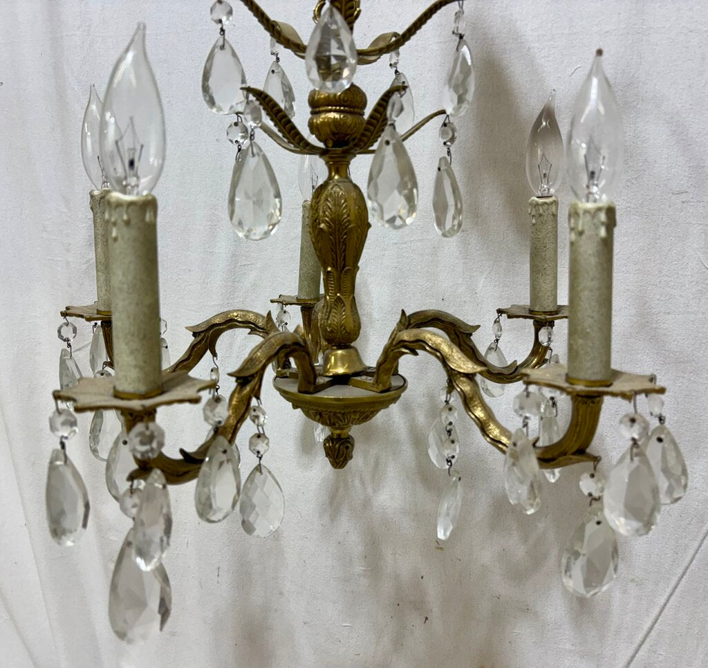 Solid Brass Italian 5 Arm Candlestick Style Chandelier