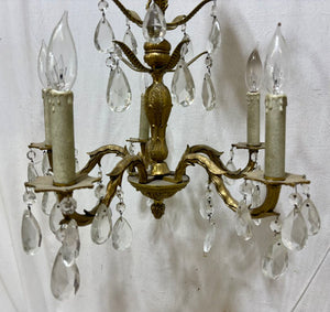 Solid Brass Italian 5 Arm Candlestick Style Chandelier