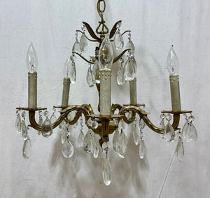 Solid Brass Italian 5 Arm Candlestick Style Chandelier
