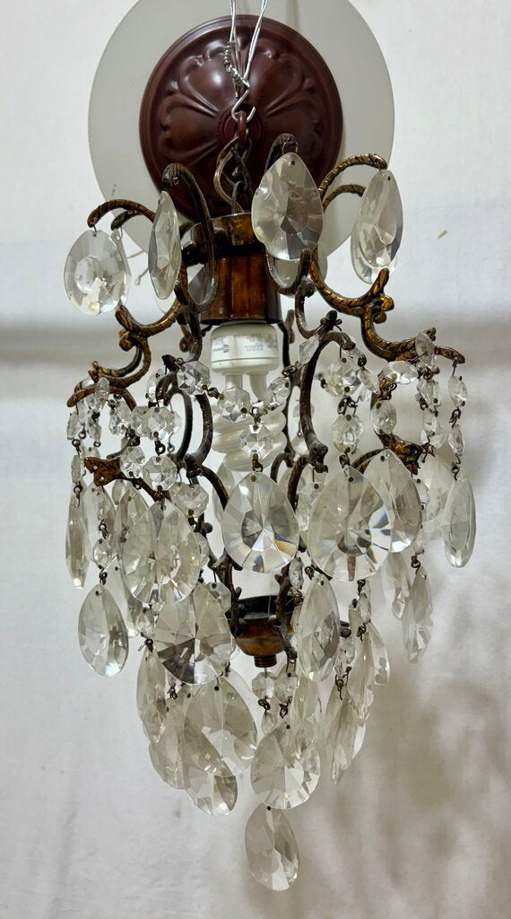 French Style Bronze Cast Crystal Pendant Lamp